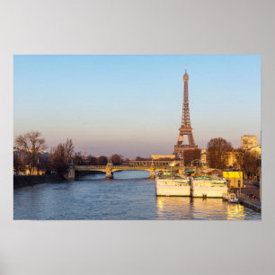 Sunset on Eiffel tower and Pont Rouelle - Paris ポスター