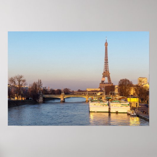 Sunset on Eiffel tower and Pont Rouelle - Paris ポスター (正面)