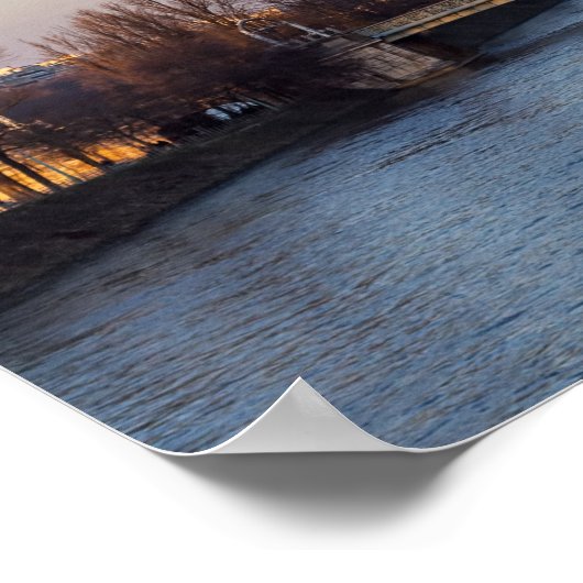 Sunset on Eiffel tower and Pont Rouelle - Paris ポスター (角)