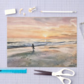 Sunset on the Beach child playing tissue paper 薄葉紙 (クラフト)