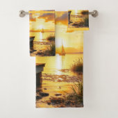 Sunset on the dock on the lake バスタオルセット (インサイチュ)