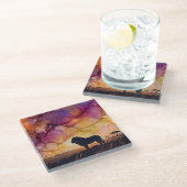 Sunset on the Savanna ガラスコースター (アングル)