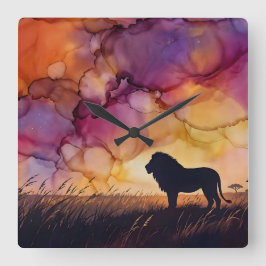 Sunset on the Savanna スクエア壁時計