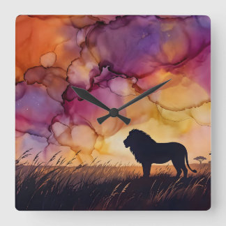 Sunset on the Savanna スクエア壁時計