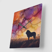 Sunset on the Savanna スクエア壁時計 (傾斜)