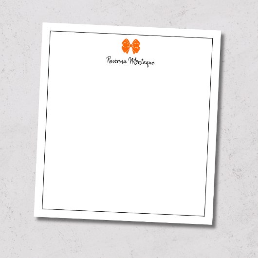 Sunset Orange Bow Border Script Custom Name Script ノートパッド