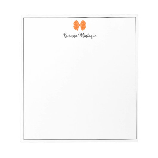 Sunset Orange Bow Border Script Custom Name Script ノートパッド (正面)