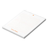 Sunset Orange Little Heart Handwritten Name Lined ノートパッド (回転)