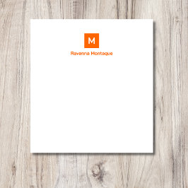 Sunset Orange Modern Chic Trendy Monogram Name  ノートパッド