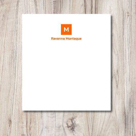 Sunset Orange Modern Chic Trendy Monogram Name  ノートパッド