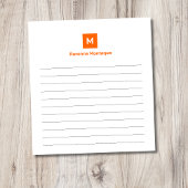 Sunset Orange Modern Lined Chic Trendy Monogram  ノートパッド