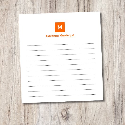 Sunset Orange Modern Lined Chic Trendy Monogram  ノートパッド