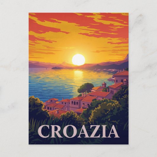 Sunset Over Adriatic Coast Croatia ポストカード (正面)