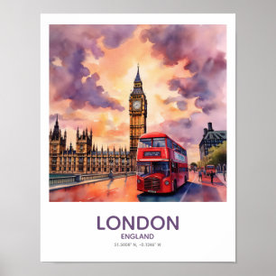 Sunset Over Big Ben – ロンドン，イギリス ポスター