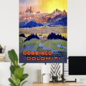 Sunset over Dobbiacho, Dolomites mountains, Italy ポスター (ホームオフィス)
