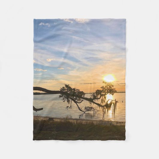 Sunset Over East Bay フリースブランケット (正面)