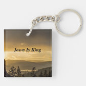 Sunset Over Forest Mountains Psalm 86:11 Verse  キーホルダー (裏面)