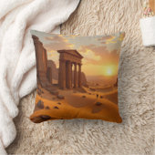Sunset over lost Temple Four Riders Western Pillow クッション (ブランケット)