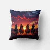 Sunset over lost Temple Four Riders Western Pillow クッション (裏面)