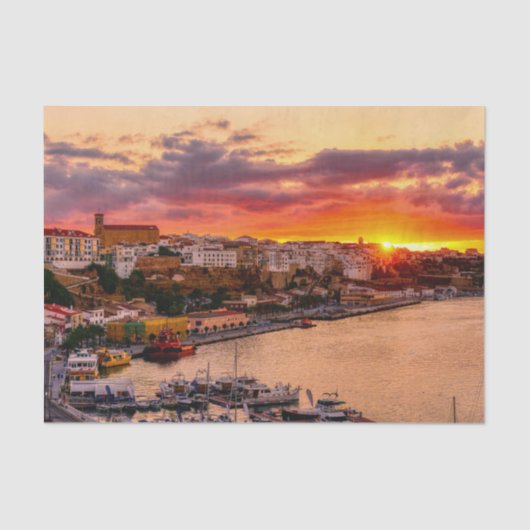 Sunset over Mahon harbor - Menorca, Spain 薄葉紙 (正面)