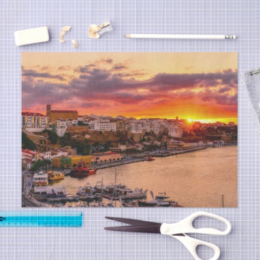 Sunset over Mahon harbor - Menorca, Spain 薄葉紙 (クラフト)