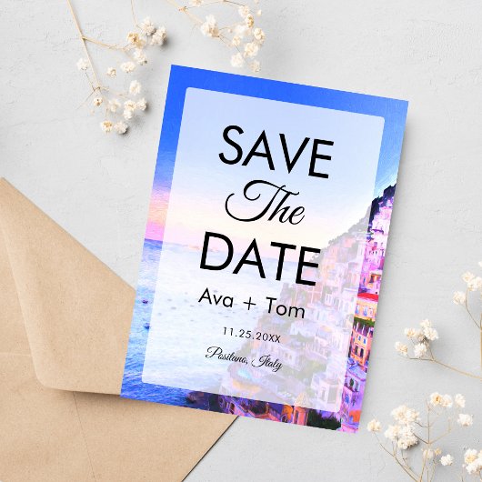 Sunset Over Posiano,イタリア日付を保存 招待状