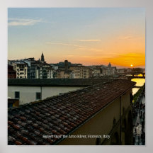 Sunset Over the Arno River, Florence Italy Poster