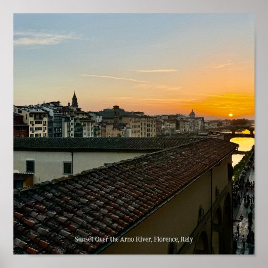 Sunset Over the Arno River, Florence Italy Poster ポスター (正面)
