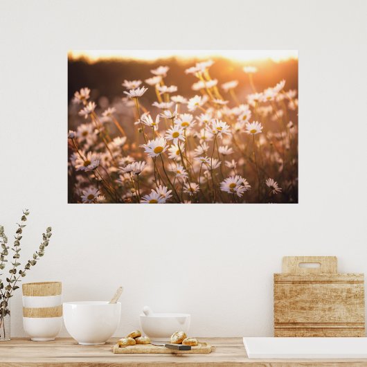 Sunset Oxeye Daisies ポスター (キッチン)