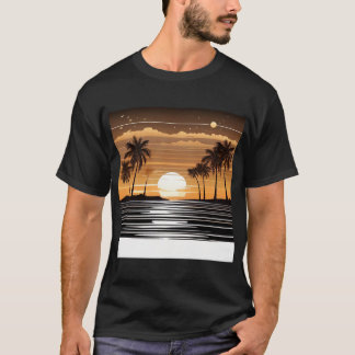 Sunset Palm Beach Tee - Tropical Twilight Design Tシャツ
