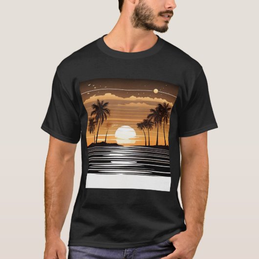 Sunset Palm Beach Tee - Tropical Twilight Design Tシャツ (正面)