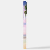 Sunset Palm Trees，あなたの写真，名前Blue Script iPhoneケース (右側面)