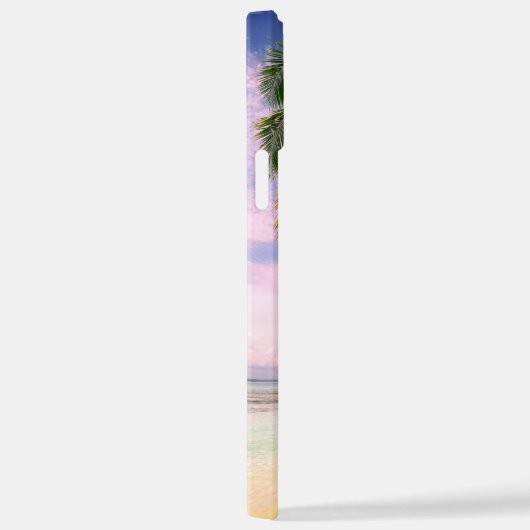 Sunset Palm Trees，あなたの写真，名前Blue Script iPhoneケース (右側面)