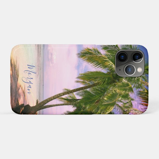 Sunset Palm Trees、写真、名前Blue Script iP Case-Mate iPhoneケース (裏面(横))
