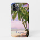 Sunset Palm Trees、写真、名前Blue Script iP Case-Mate iPhoneケース (裏)