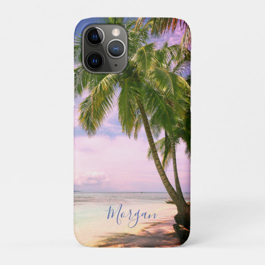 Sunset Palm Trees、写真、名前Blue Script iP Case-Mate iPhoneケース (裏)