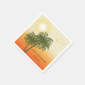 Sunset Palm Trees And Birds Tropical Birthday スタンダードカクテルナプキン (角)