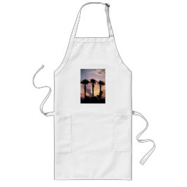 Sunset Palm Trees Beach Tiki Bar BBQ Cooking Apron ロングエプロン