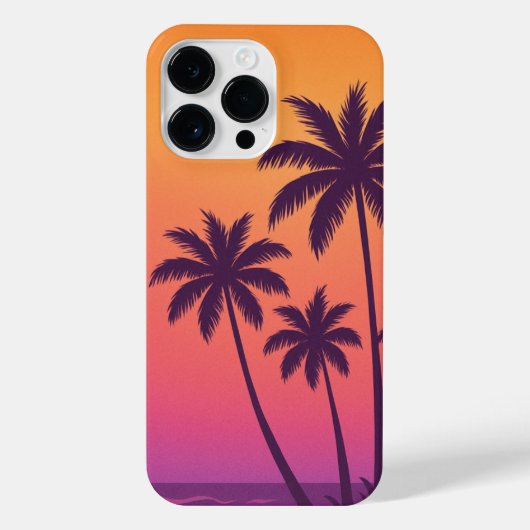 Sunset Palm Trees Phone Case – Yellow Sky Tropical iPhoneケース (裏面)