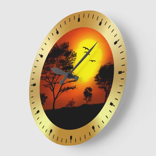 Sunset Palm Trees Silhouettes-68607 ラージ壁時計 (傾斜)