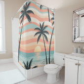 Sunset Palms – Tropical Sunset Shower Curtain シャワーカーテン (インサイチュ)