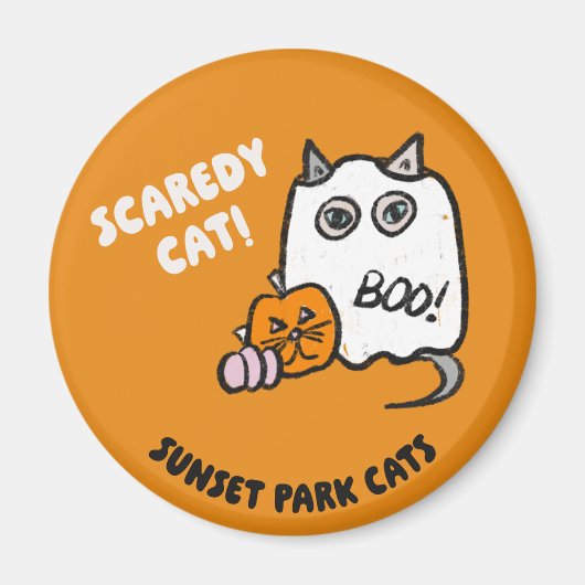 Sunset Park Cats Halloween Magnet Butterball Ghost マグネット (正面)