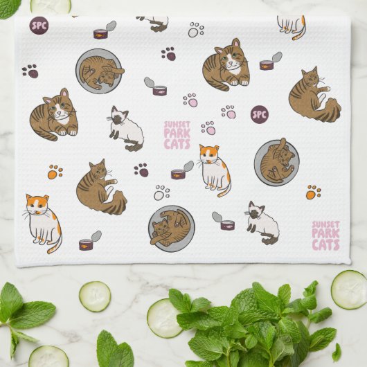 Sunset Park Cats | Kitchen Towel | Tea Towel  キッチンタオル (折り畳み)
