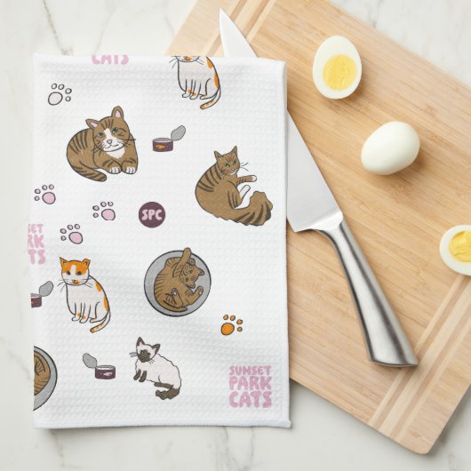 Sunset Park Cats | Kitchen Towel | Tea Towel キッチンタオル (四つ折り)