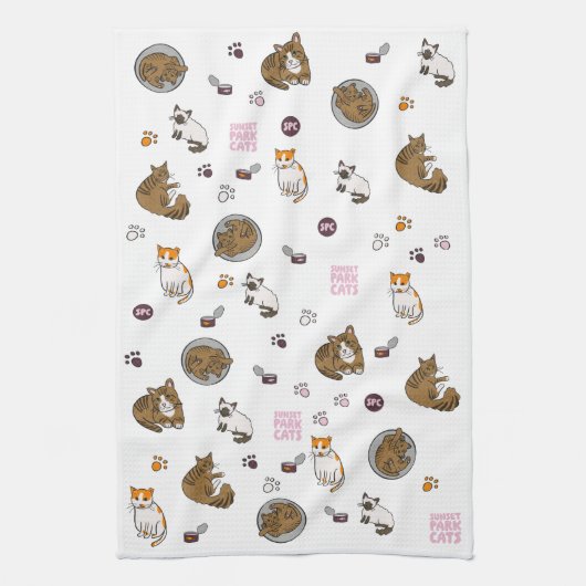Sunset Park Cats | Kitchen Towel | Tea Towel  キッチンタオル (縦)
