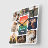 Sunset Photo Collage Mr and Mrs Custom Anniversary スクエア壁時計 (傾斜)