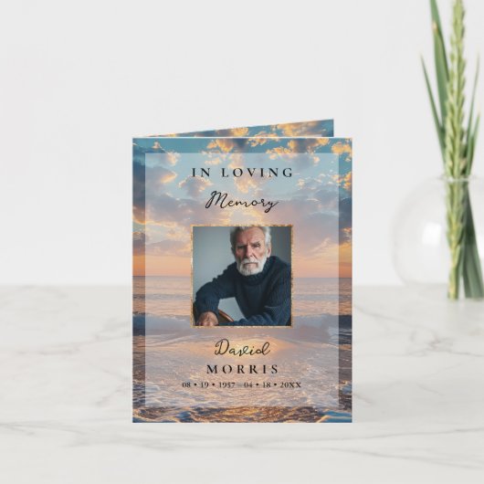 Sunset Photo Memorial Funeral Program Template カード (正面)