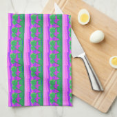Sunset Pink Green Purple Kitchen Towel キッチンタオル (四つ折り)