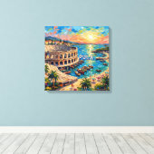Sunset Pula Arena Seaside Escape Canvas Art キャンバスプリント (インサイチュ (ウッドフロア))