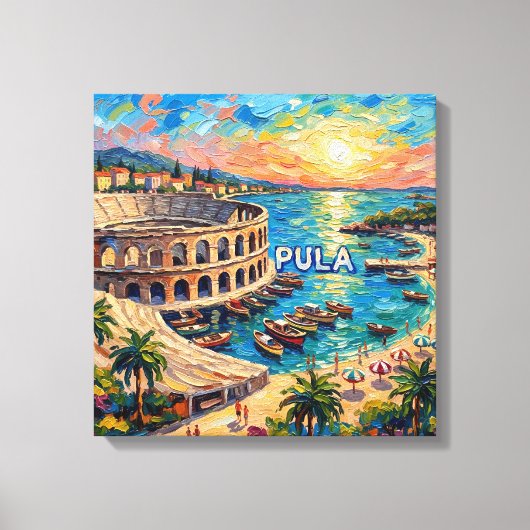 Sunset Pula Arena Seaside Escape Canvas Art キャンバスプリント (正面)